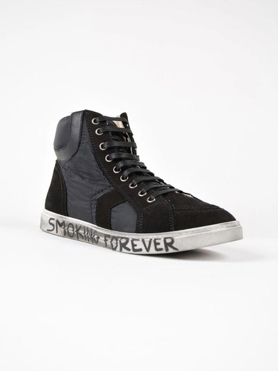 Shop Saint Laurent Smoking Forever Hi-top Sneakers In Black