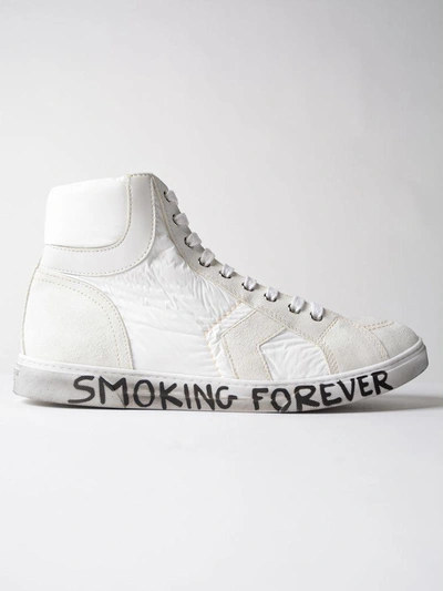 Shop Saint Laurent Smoking Forever Hi-top Sneakers In White