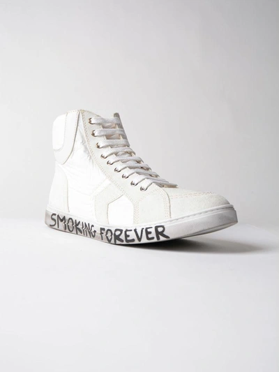 Shop Saint Laurent Smoking Forever Hi-top Sneakers In White