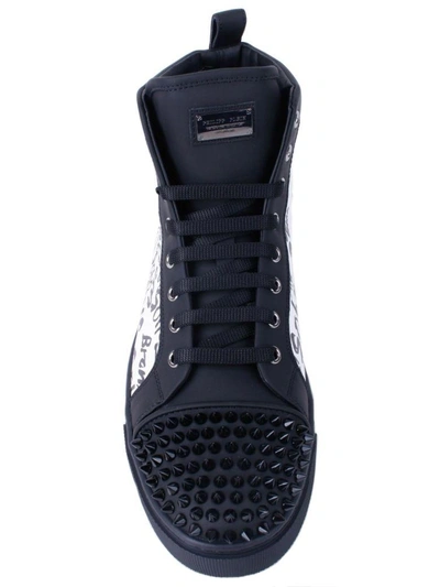 Shop Philipp Plein Black And White Leather High-top Wood Sneakers In Black-nickel