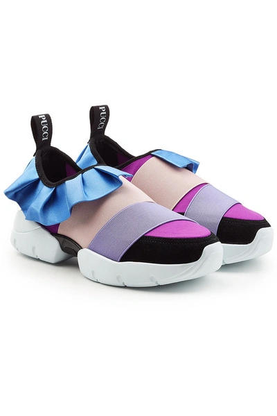 Emilio Pucci Fabric & Leather Slip-on Sneakers In Multicolor