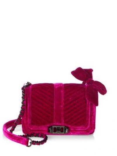 Rebecca Minkoff Love Small Chevron Quilted Velvet Crossbody Bag In Fuchsia