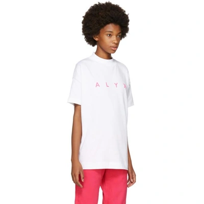 Shop Alyx 1017  9sm Ssense Exclusive White Logo Mock Neck T-shirt In White/pink