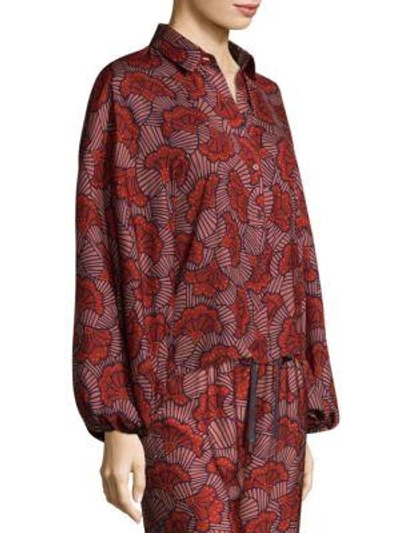 Shop Alexis Nicolette Bishop-sleeve Printed Top In Red