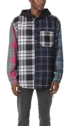 ALEXANDER WANG WOOL TARTAN MULTI COMBO HOODED SHIRT,AWANC30167