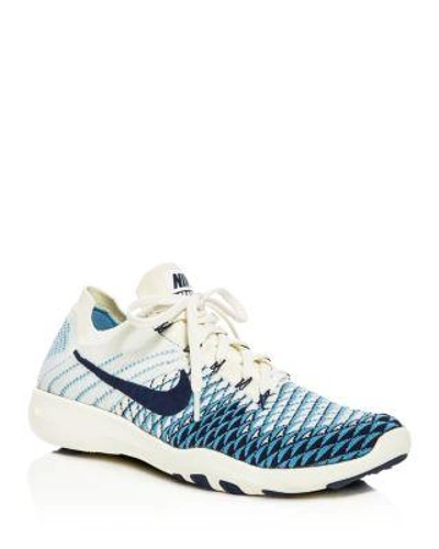 Nike Women's Free Tr Fk2 Knit Lace Up Sneakers In Sail/college Navy/cerulean