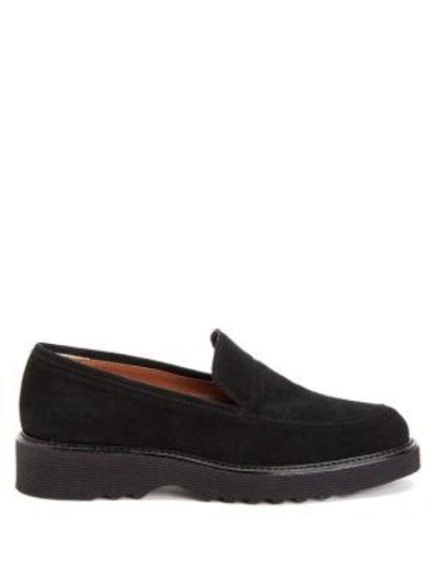 Shop Aquatalia Kelsey Suede Loafers In Black