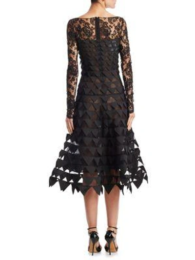 Shop Oscar De La Renta Triangle Embroidered Dress In Black