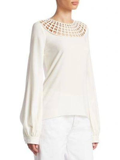 Shop Oscar De La Renta Rick Rack Blouse In Ivory