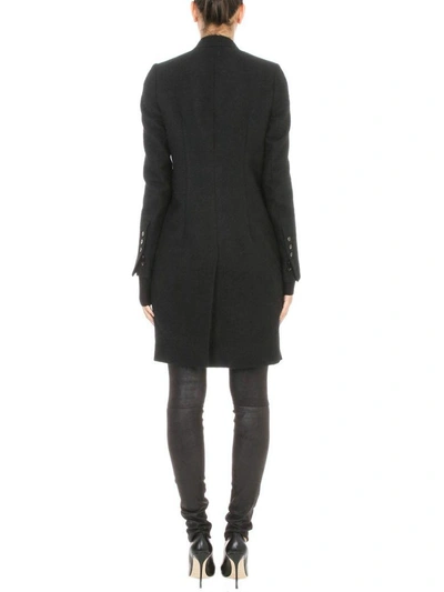 Shop Rick Owens Double Breasted Mohair Blend Peacoat In Black