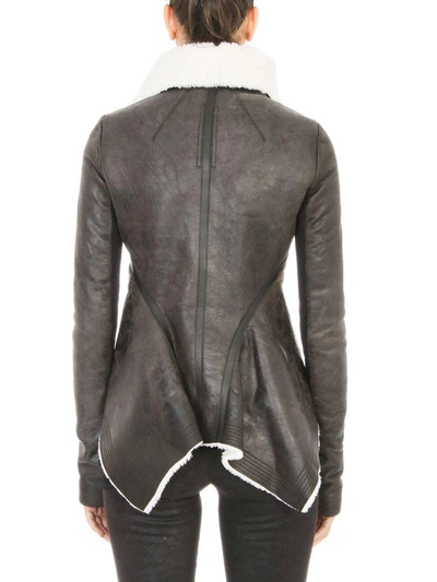 Shop Rick Owens Naska Biker Shearling Jacket In Black