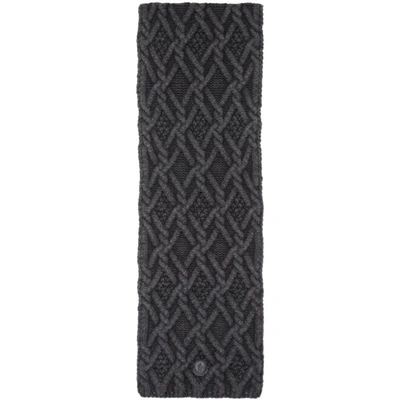 Shop Moncler Black Cable Knit Scarf In 999 Black