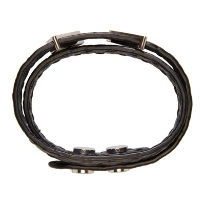 Shop Fendi Black Bag Bugs Double Wrap Bracelet In 1gt Black
