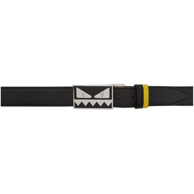 Shop Fendi Reversible Black & Yellow 'bag Bugs' Belt