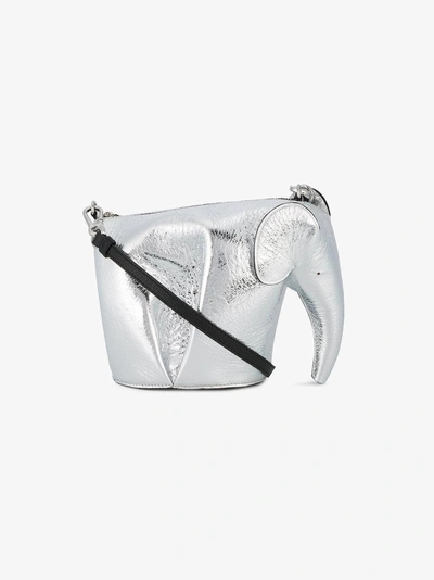 Shop Loewe Ladies Silver Leather Elephant Mini Bag In Metallic