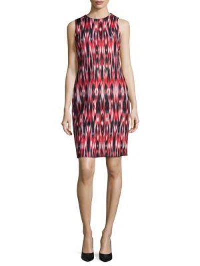 Shop Calvin Klein Printed Scuba Sheath Dress In Fire Multi