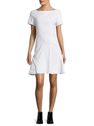 Shop Zac Posen Bateau Neckline Woven Shift Dress In Black