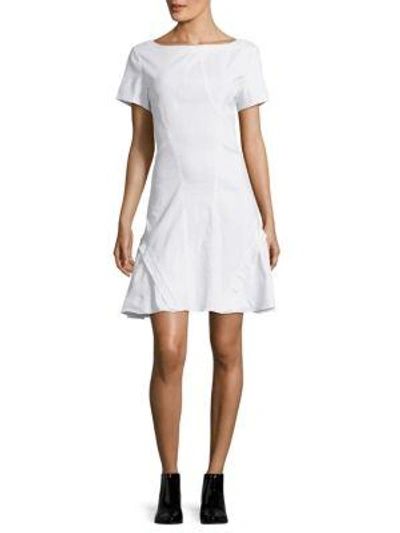 Shop Zac Posen Bateau Neckline Woven Shift Dress In White