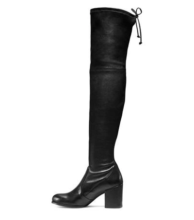 Shop Stuart Weitzman The Tieland Boot In Black Stretch Leather