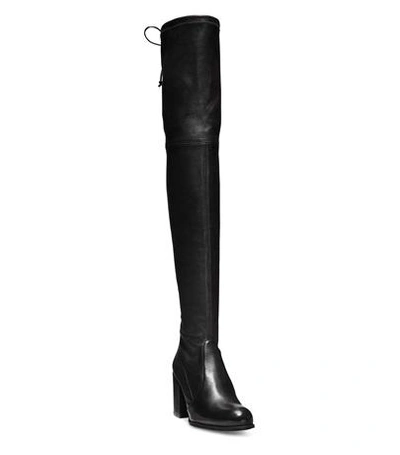 Shop Stuart Weitzman The Tieland Boot In Black Stretch Leather