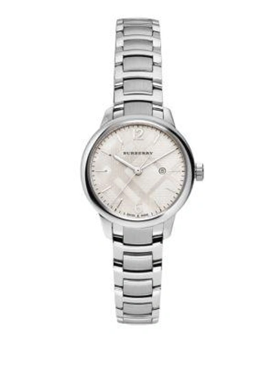 Shop Burberry Classic Round Stainless Steel Bracelet Watch In Silver