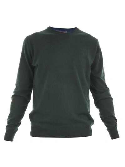 Shop Trussardi Wool And Cotton Blend Sweater In Moss Green - Violet