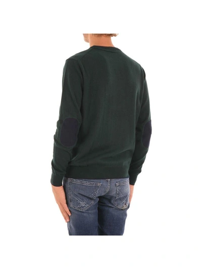 Shop Trussardi Wool And Cotton Blend Sweater In Moss Green - Violet