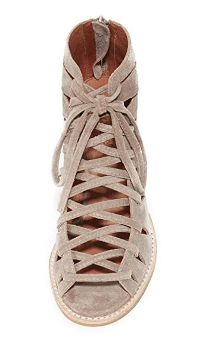 Shop Jeffrey Campbell Corwin Lace Up Booties In Taupe