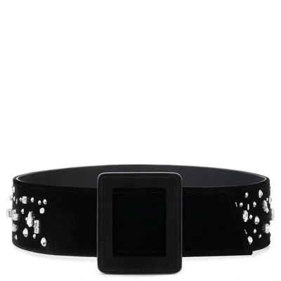 Giuseppe Zanotti - Black Velvet Belt With Crystals The Dazzling Bezzie