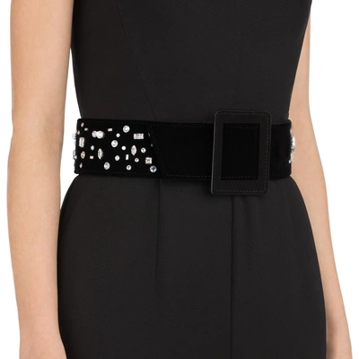 Shop Giuseppe Zanotti - Black Velvet Belt With Crystals The Dazzling Bezzie