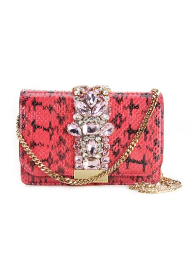 Shop Gedebe Jungle Pink Cliky Python Textured Bag