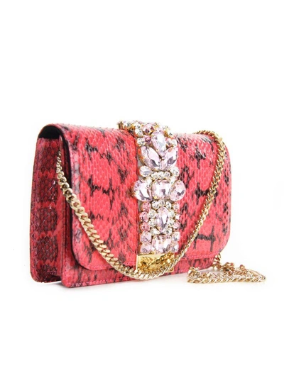 Gedebe Jungle Pink Cliky Python Textured Bag In Pink