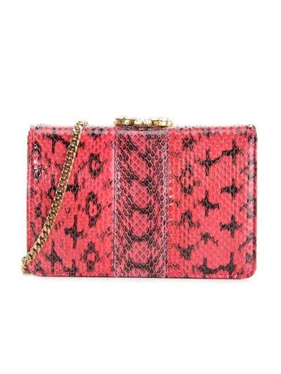 Gedebe Jungle Pink Cliky Python Textured Bag In Pink