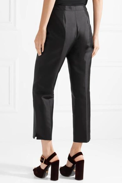 Shop Prada Cropped Wool And Silk-blend Straight-leg Pants In Black