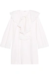 Isa Arfen Venetian Ruffled Broderie Anglaise-trimmed Cotton-poplin Mini Dress