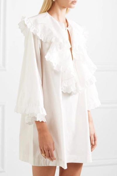 Shop Isa Arfen Venetian Ruffled Broderie Anglaise-trimmed Cotton-poplin Mini Dress