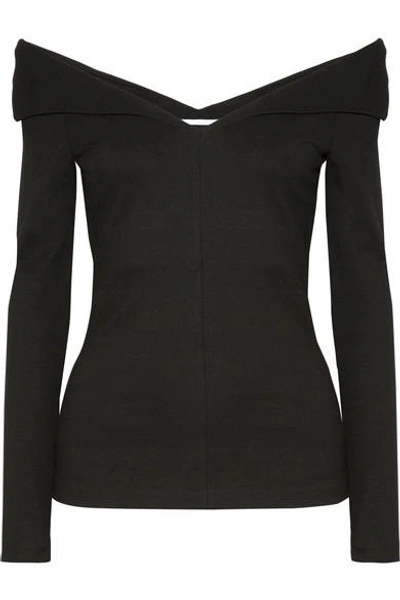 Shop Rosetta Getty Off-the-shoulder Stretch-knit Top In Black