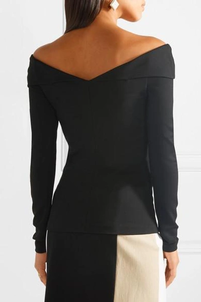 Shop Rosetta Getty Off-the-shoulder Stretch-knit Top In Black