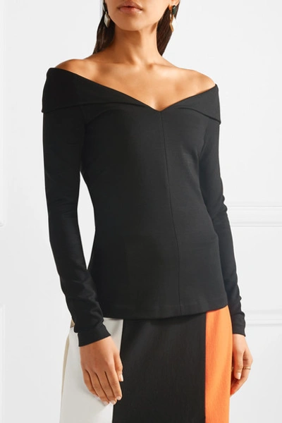 Shop Rosetta Getty Off-the-shoulder Stretch-knit Top In Black