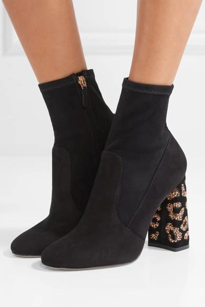 Shop Sophia Webster Felicity Crystal-embellished Suede Ankle Boots