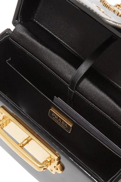 Shop Prada Cahier Box Patent-leather Shoulder Bag