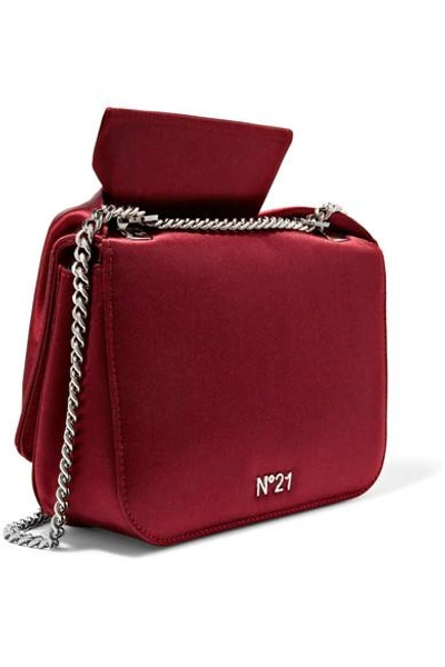Shop N°21 Knot Satin And Leather Shoulder Bag