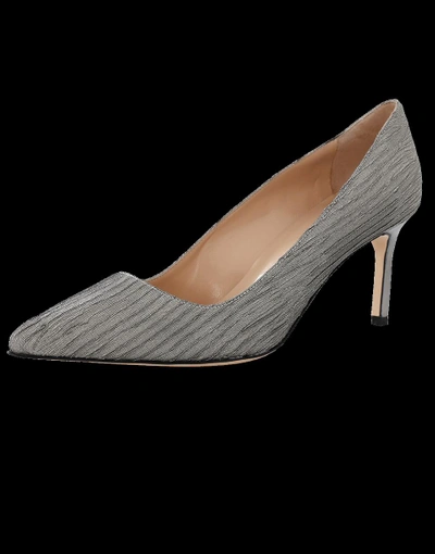 Shop Manolo Blahnik Metallic Pump In Silver