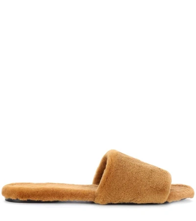 Shop The Row Ellen Fur Slides In Brown