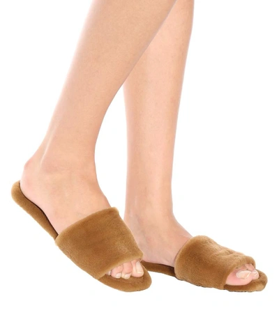 Shop The Row Ellen Fur Slides In Brown