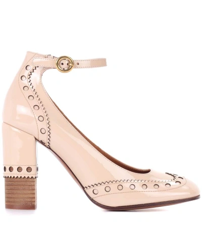 Shop Chloé Perry Patent Leather Pumps In Beige