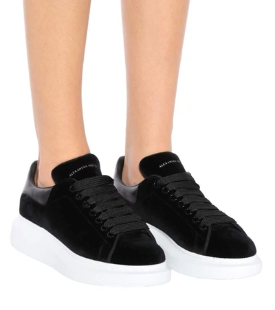 Shop Alexander Mcqueen Velvet Sneakers In Black