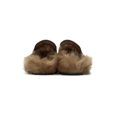 Shop Gucci Brown Fur Princetown Slippers In 2060 Fondente/natura