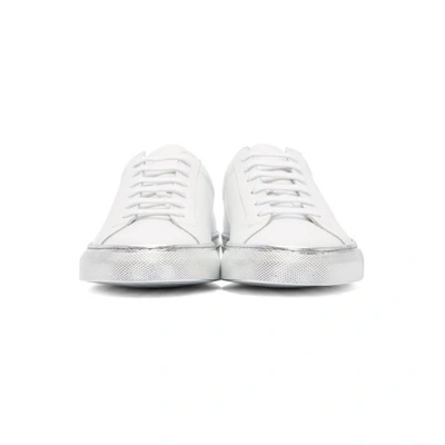 Shop Common Projects White & Silver Achilles Low Color Block Sole Sneakers In 0509 White/silver