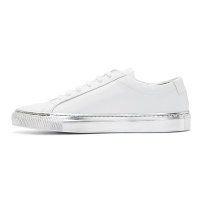 Shop Common Projects White & Silver Achilles Low Color Block Sole Sneakers In 0509 White/silver